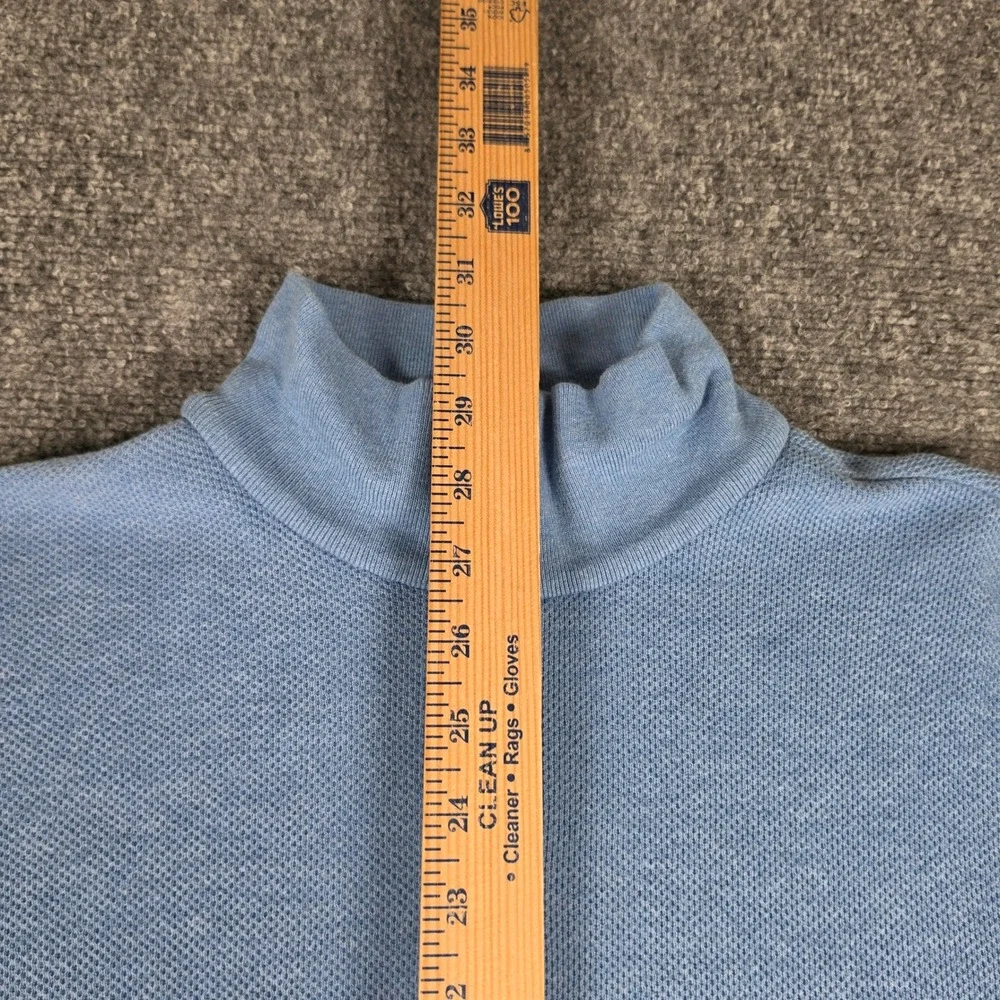 Polo Ralph Lauren Quarter Zip Sweater Mens L Blue Textured Cotton Flesh Pony